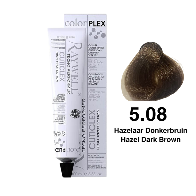 Raywell ColorPlex - Permanente HaarVerf - 5.08 - Hazelaar Donkerbruin -100 ml