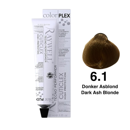 Raywell ColorPlex - Permanente HaarVerf - 6.1 - Donker Asblond -100 ml