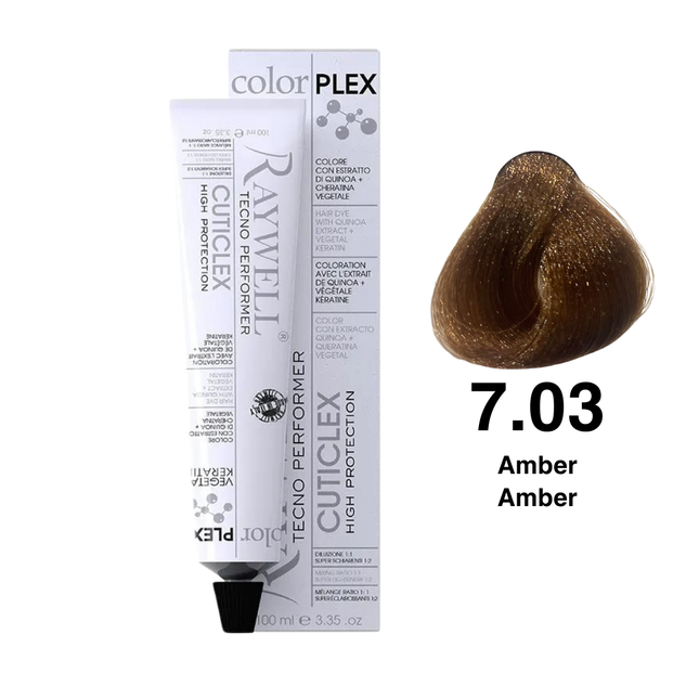 Raywell ColorPlex - Permanente HaarVerf - 7.03 - Amber -100 ml