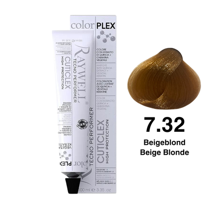 Raywell ColorPlex - Permanente Haarfarbe - 7.32 - Beigeblond - 100 ml