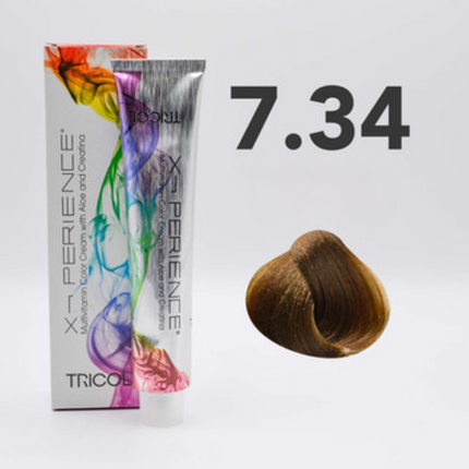 Tricol Xperience – Permanente Haarfarbe – 7.34 – Tabakblond – 100 ml