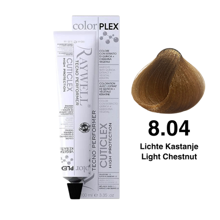 Raywell ColorPlex - Permanente Haarfarbe - 8.04 - Helles Kastanienbraun - 100 ml